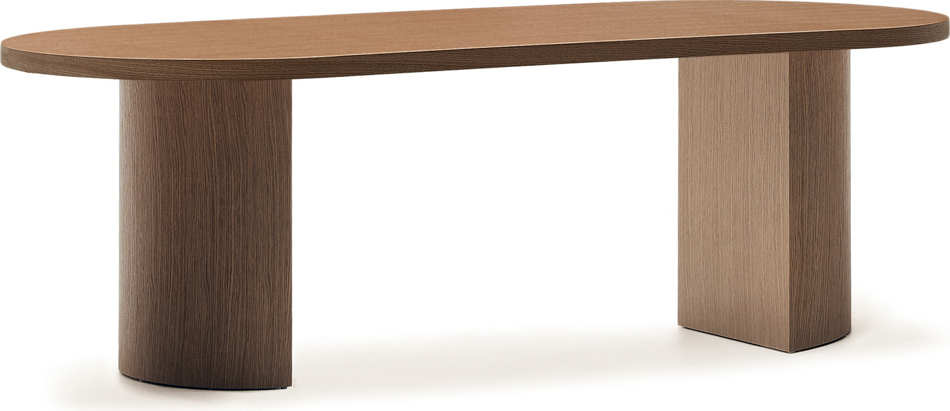 Spisebord Kave Home Nealy 240x100   Mørk Valnødfinér Med Justerbare Halvcirkulære Ben