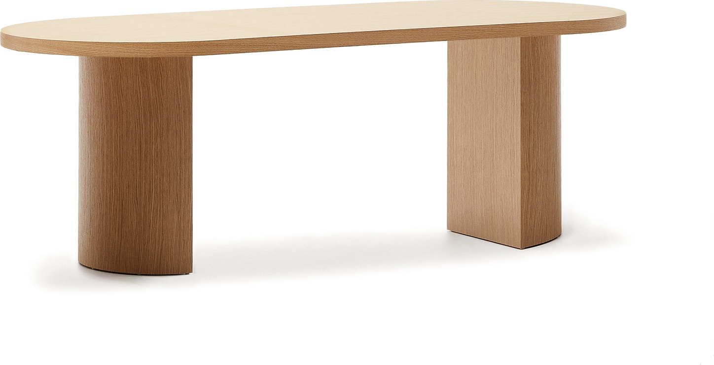 Spisebord Kave Home Nealy 200x100   Natur Oval Mdf Egetræsfinér Til   Personer Moderne Nordisk