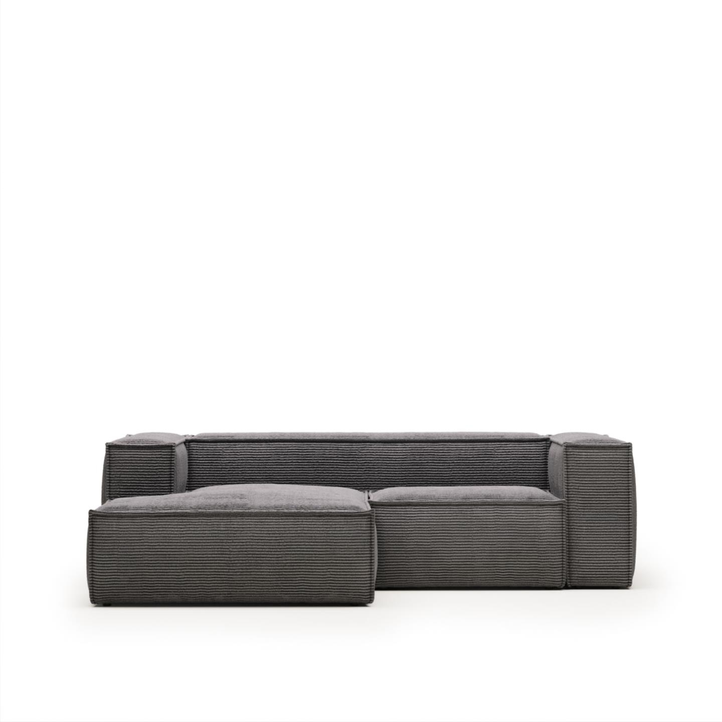 Elegant Grå Fløjl Chaiselong Sofa – Fantastisk Tilbud!