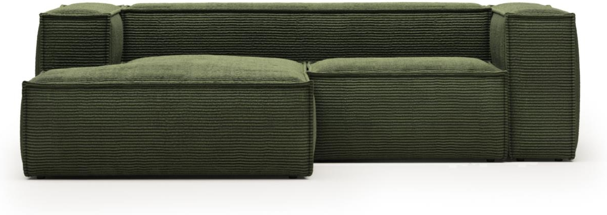 Venstrevendt Chaiselong Sofa i Grøn Fløjl – Kave Home