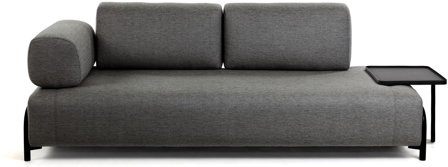 Elegant mørkegrå sofa til 3 personer med aftageligt ryglæn