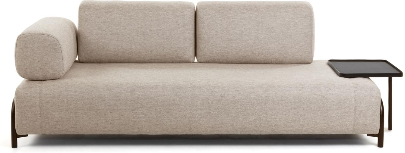 Beige 3-personers sofa med sidebakke – Stil og komfort!