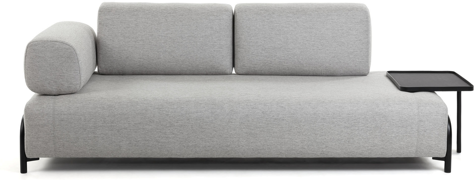 Elegant 3-personers lysegrå sofa med venstre armlæn