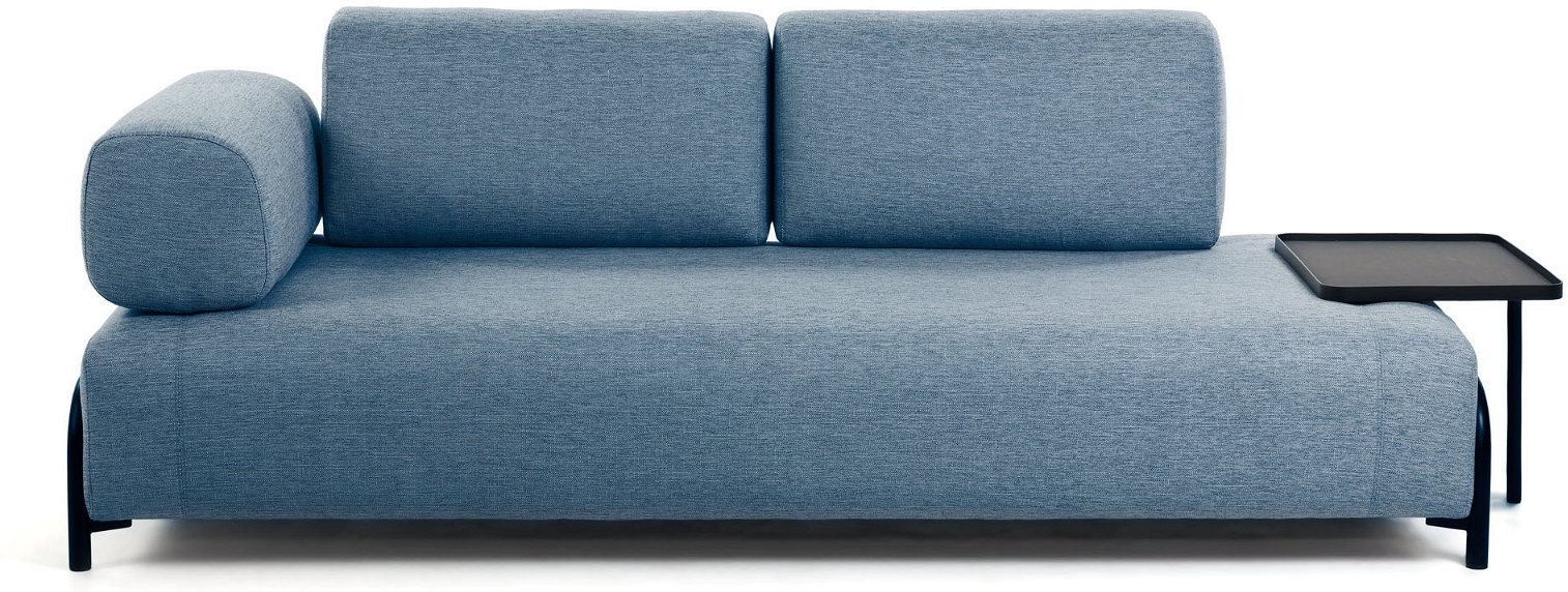 Elegant 3-personers Blå Sofa med Praktisk Bakke