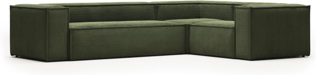 Hjørnesofa Kave Home Blok – Grøn Corduroy Tilbud!