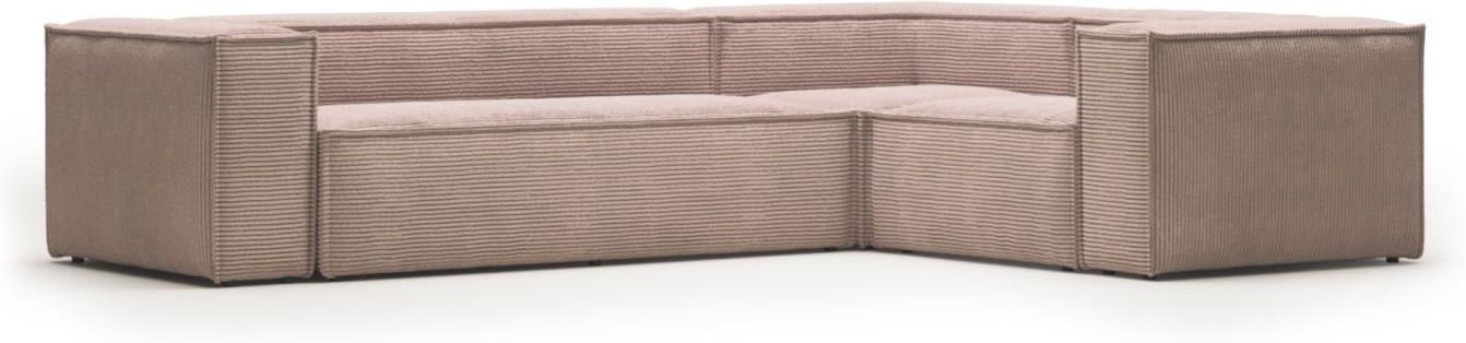 Elegant Lyserød Fløjl Hjørnesofa – Fantastisk Tilbud!