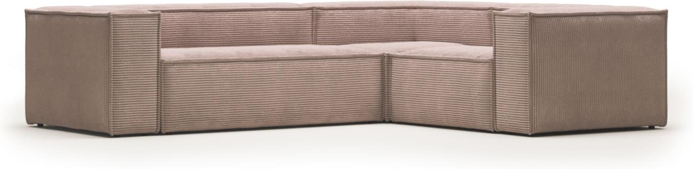 Elegant Hjørnesofa Kave Home Blok – Lyserød Ribcord Tilbud