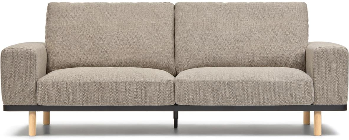 -personers Sofa Kave Home Noa  Bæredygtig Beige Stofsofa Med Aftageligt Betræk   Bøgetræsben
