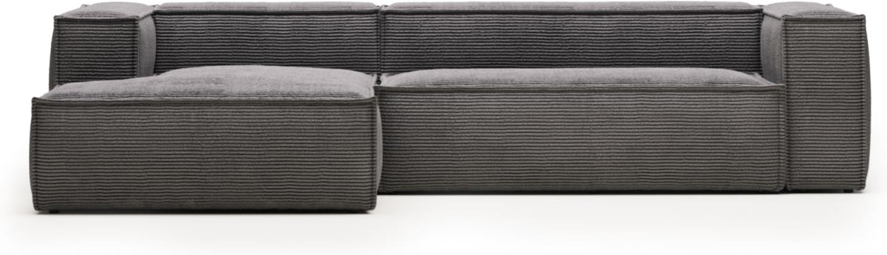 Chaiselong Sofa Kave Home Blok – Venstrevendt Grå Fløjl