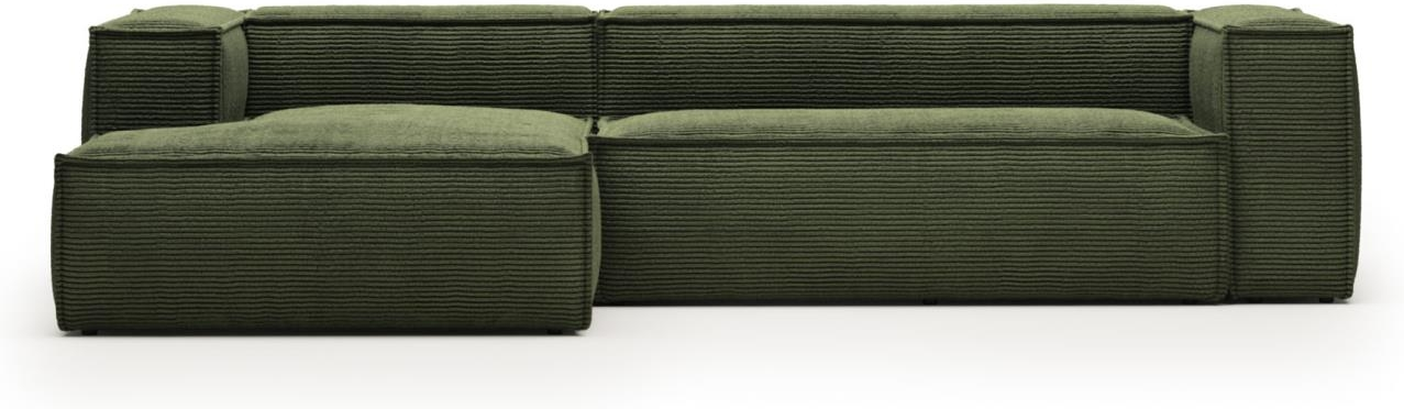 Elegant Venstrevendt Chaiselong Sofa i Dyb Grøn Fløjl