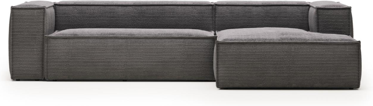 Højrevendt Chaiselong Sofa i Grå Ribstof – Kave Home