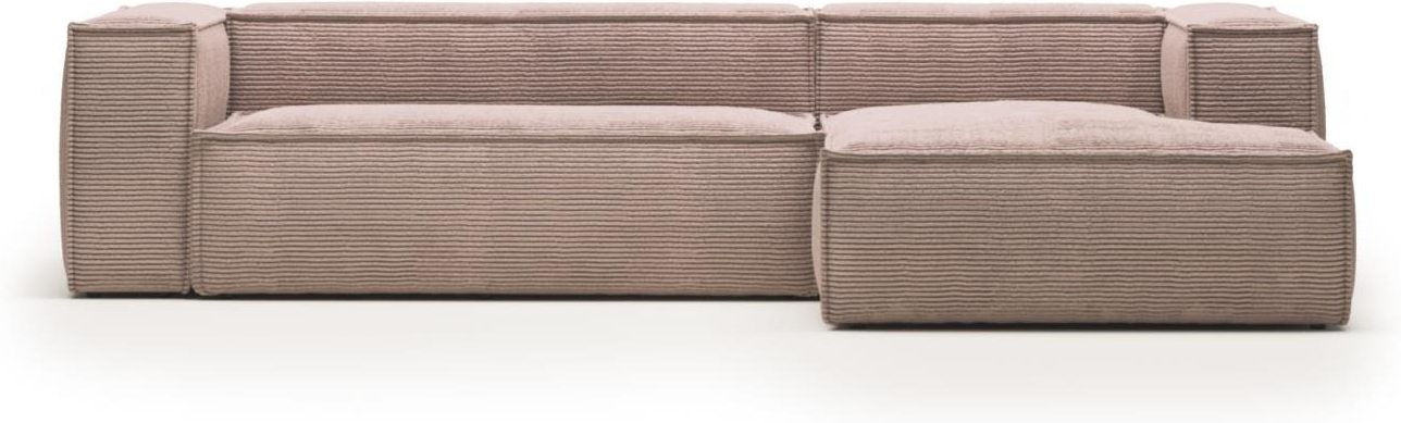 Elegant lyserød chaiselong sofa – perfekt til stuen!