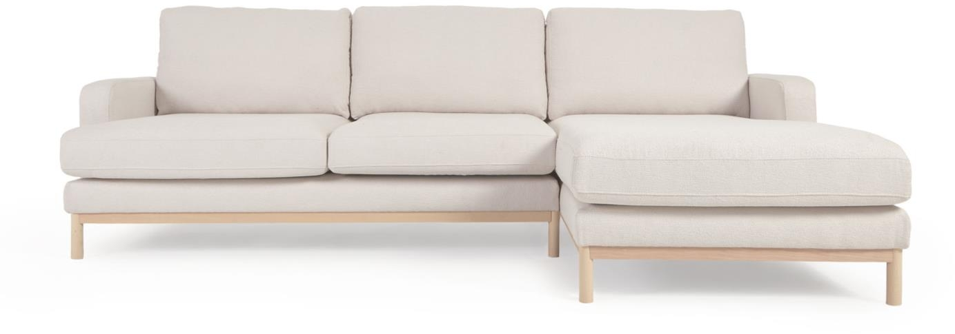 Elegant 3-personers Chaiselong-sofa Mihaela i Hvid Fleece