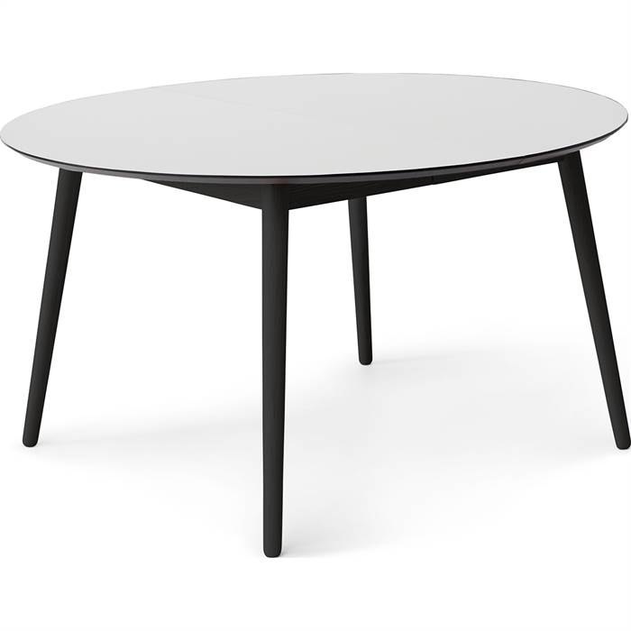 Meza Hammel Rundt Spisebord – Hvid Laminat & Sorte Ben
