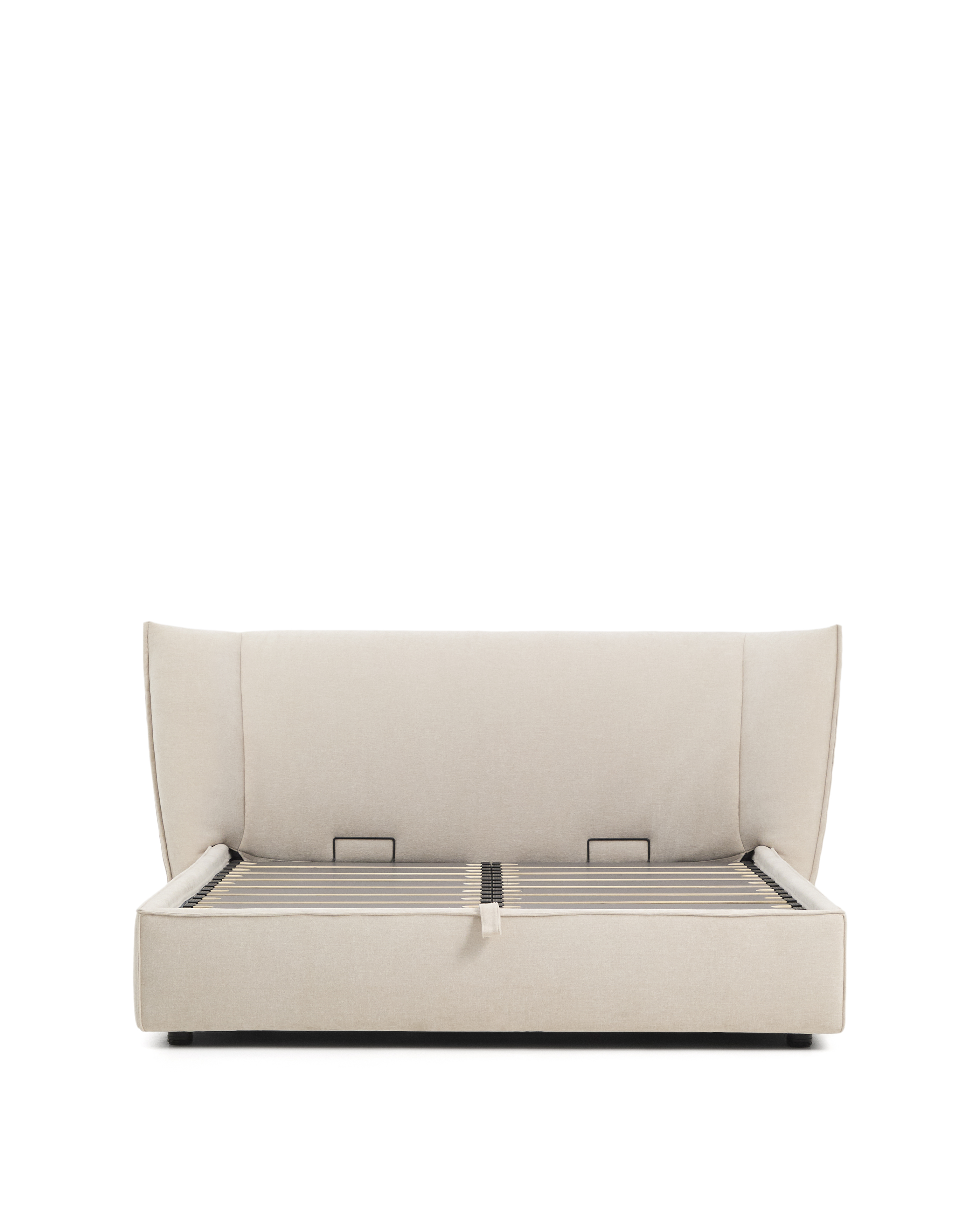 Kave Home Arvian Sengeramme     Opbevaringsbund   Aftageligt Betræk Beige Chenille  160x200