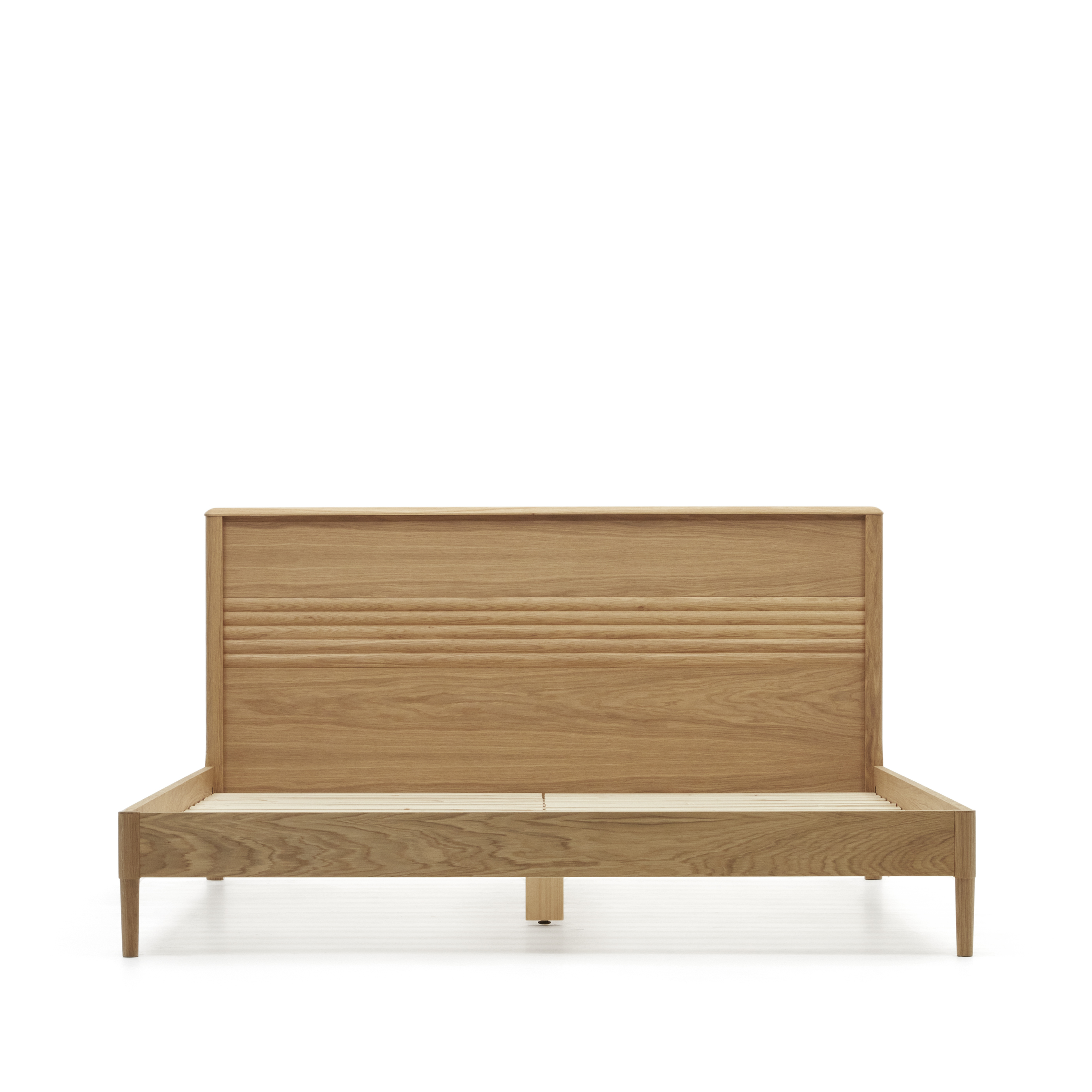 Kave Home Lenon Sengeramme     Sengegavl   Lameller Natur Egetræ   Egetræsfinér  180x200