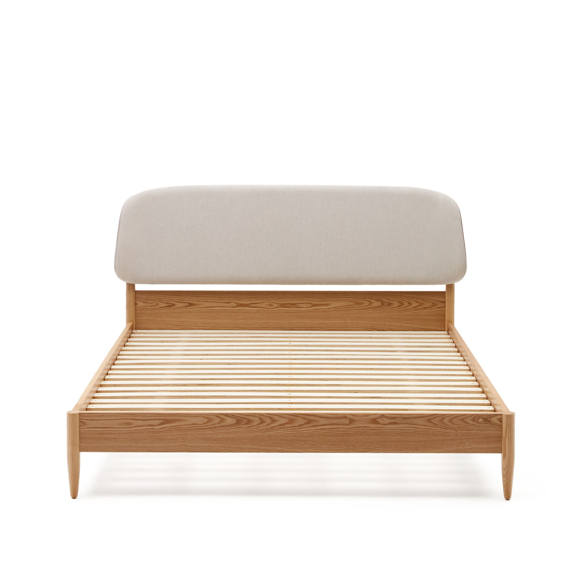 Kave Home Octavia Sengeramme     Hvid Polstret Hovedgærde Askekrydsfiner  180x200