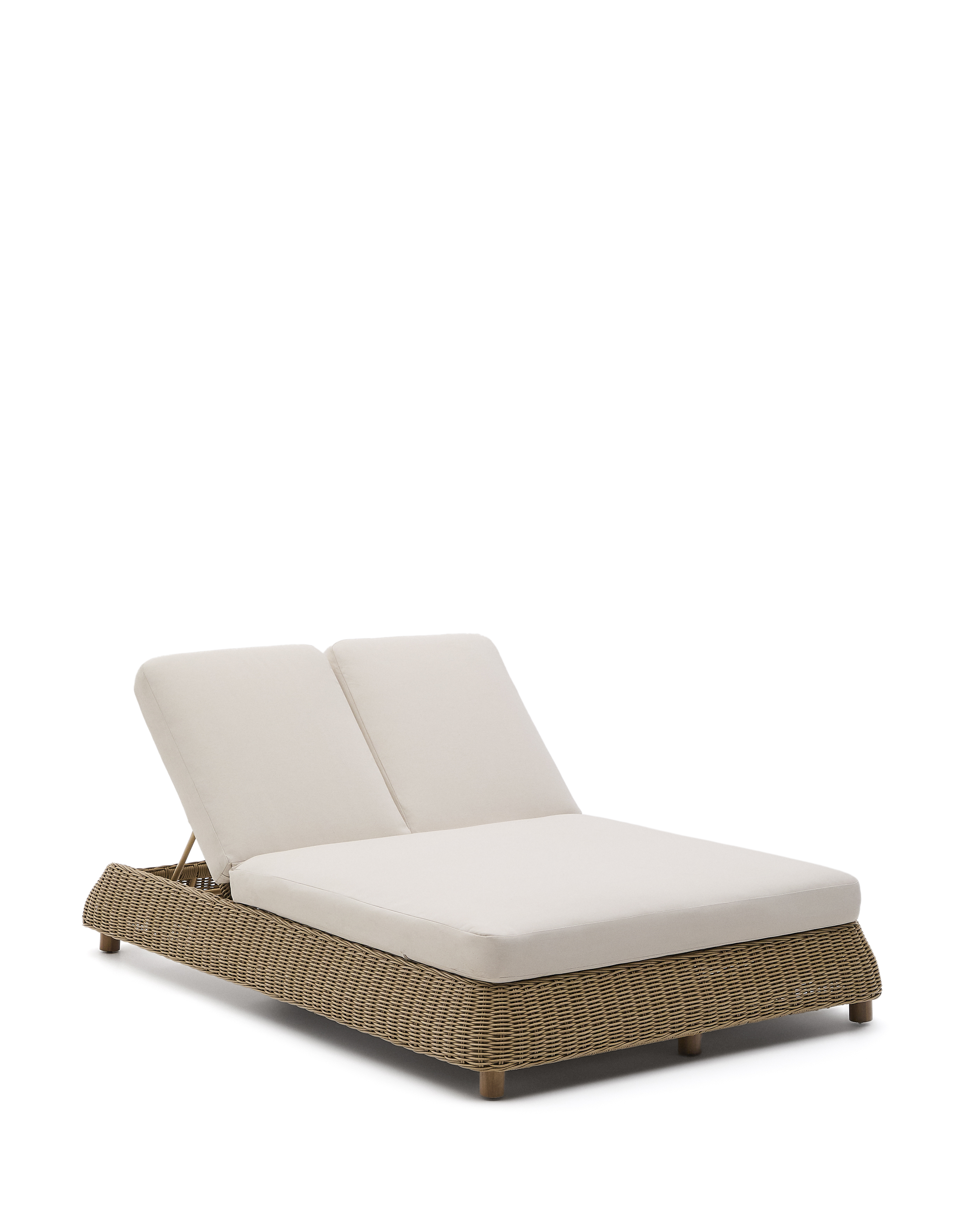 Kave Home Meria Dobbelt Solstol     Justerbar Ryglæn  Beige Hynder Ecru Lysebrun Syntetisk Rattan