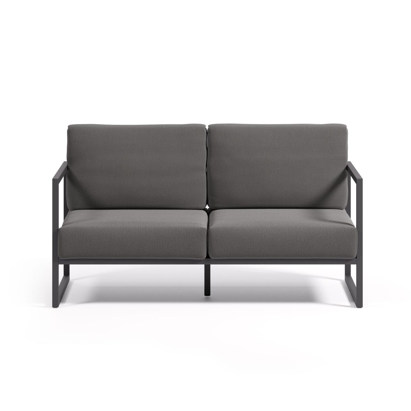Kave Home Comova   Pers  Havesofa Mørkegrå Stof   Sort Aluminium