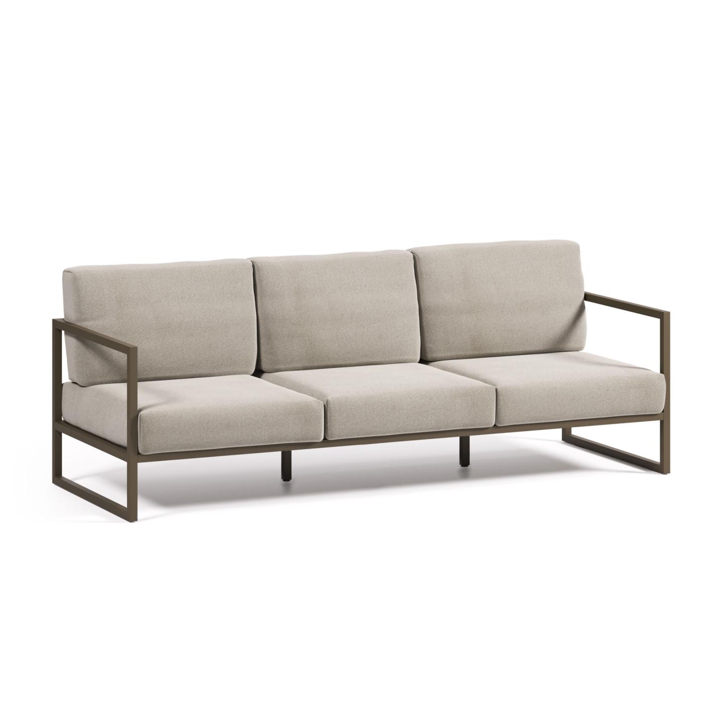Kave Home Comova   Pers  Havesofa Lysegrå Stof   Grøn Aluminium