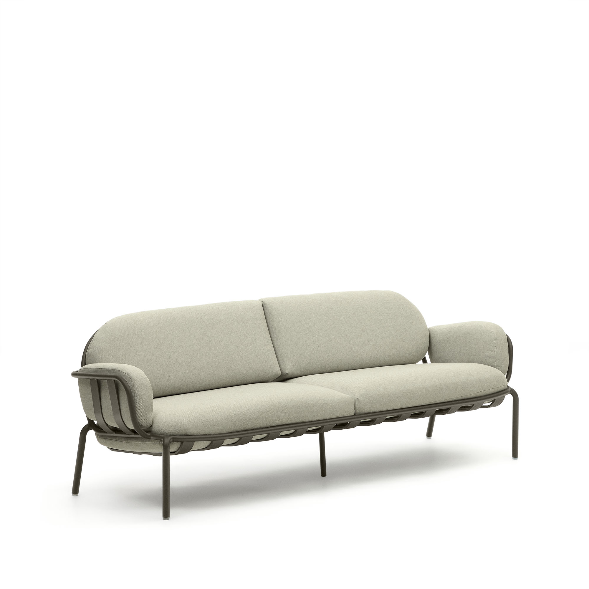 Kave Home Joncols   Pers  Havesofa     Beige Hynder Grøn Aluminium