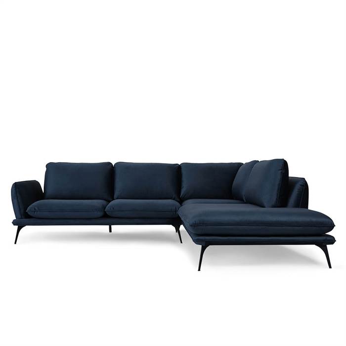 Elegant Hjørnesofa i Mørkeblå Velour - Stilfuld Komfort
