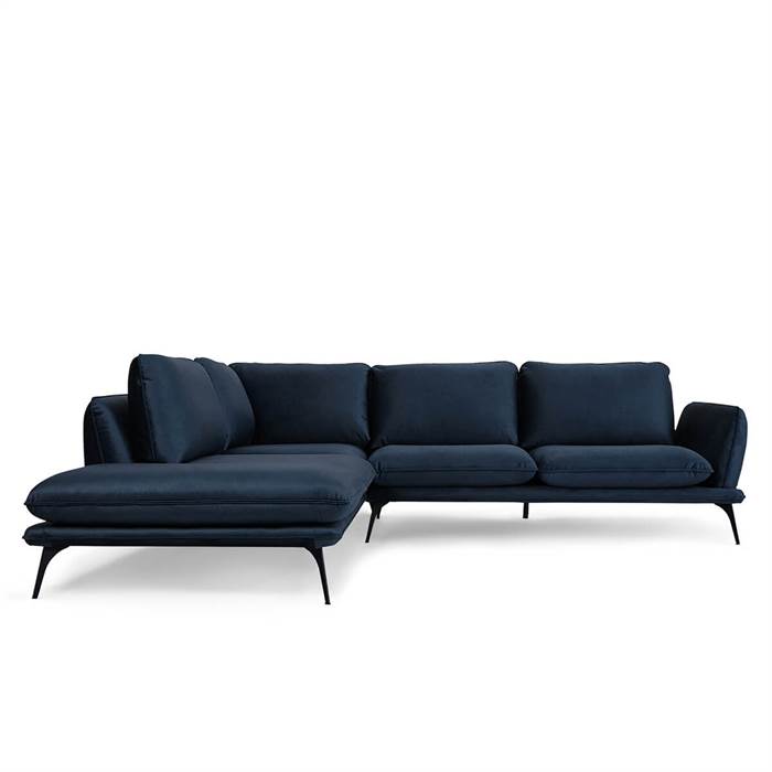 Elegant Mørkeblå Velour Hjørnesofa – Stilfuld Komfort!