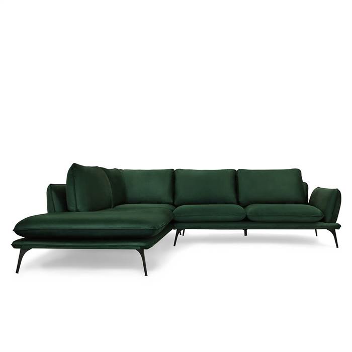 Portimao Hjørnesofa i Mørkegrøn Velour – Venstrevendt Tilbud!