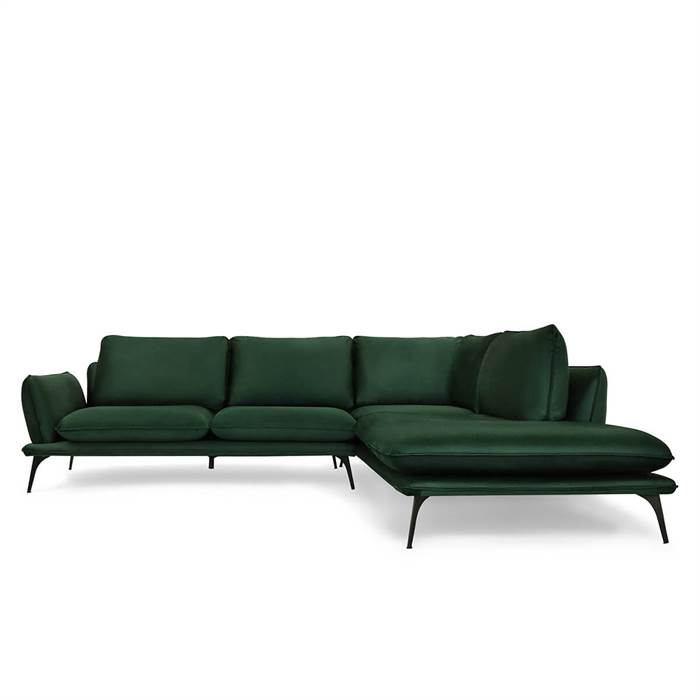 Elegant Portimao Hjørnesofa i Mørkegrøn Velour – Stiltilbud!