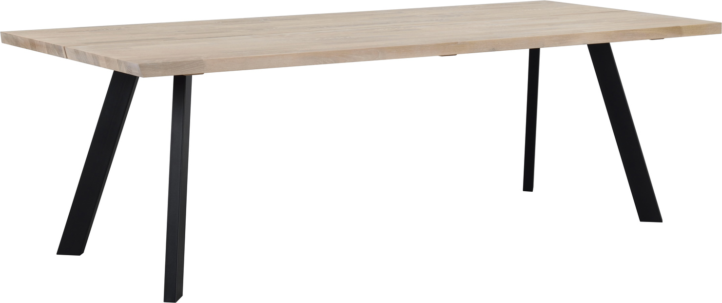 Spisebord Rowico Fred 240   100     Massivt Hvidkalket Egetræ   Sort Pulverlakeret Metalstel Fsc 100