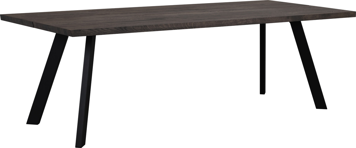 Spisebord Rowico Fred 240x100x75   Massivt Egetræ Stålbørstet Pulverlakerede Metalben Industrielt Mørkebrun