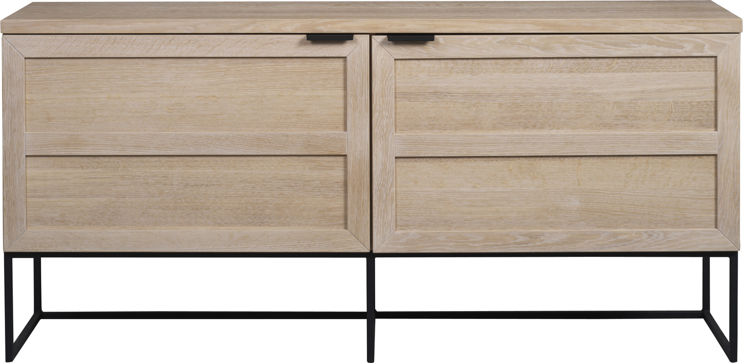 Skænk Rowico Everett Fsc-certificeret Hvidkalket Egetræ   Sort Metal Soft Close H75ã B160ã D41