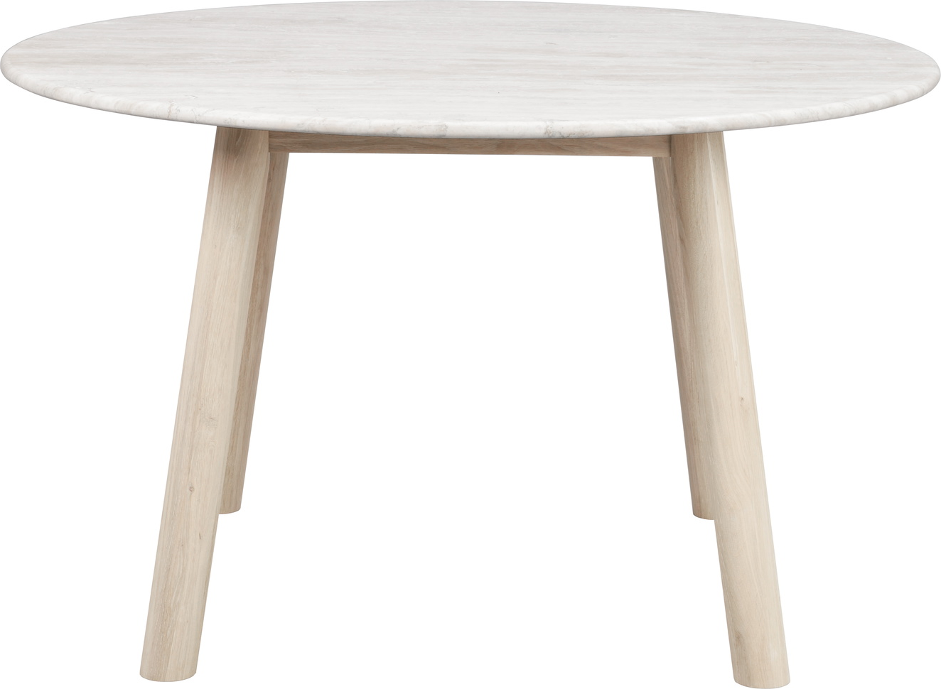 Spisebord Rowico Taransay Rund ø125   Massiv Italiensk Travertin Bordplade Fsc Egetræ Stel Beige Hvidvasket