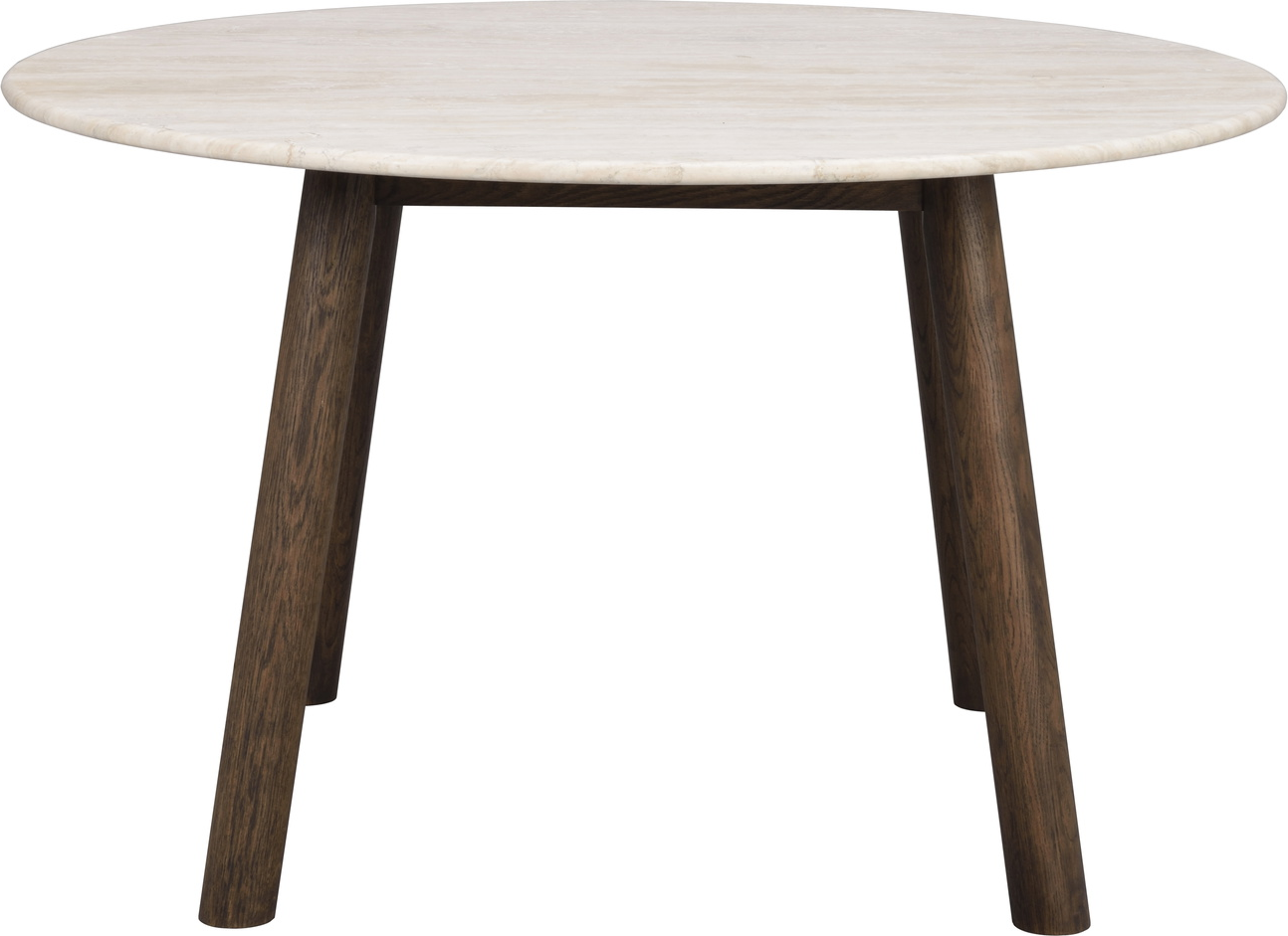 Rundt Spisebord Rowico Taransay ø125   Beige Travertin Bordplade Massivt Egetræ Fsc-certificeret