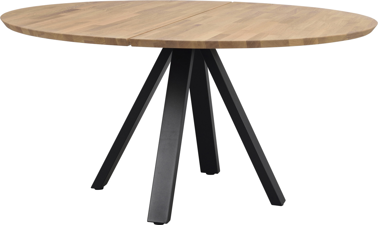 Rundt Spisebord Rowico Carradale ø150     Olieret Massiv     Sort Metalstel Fsc 100
