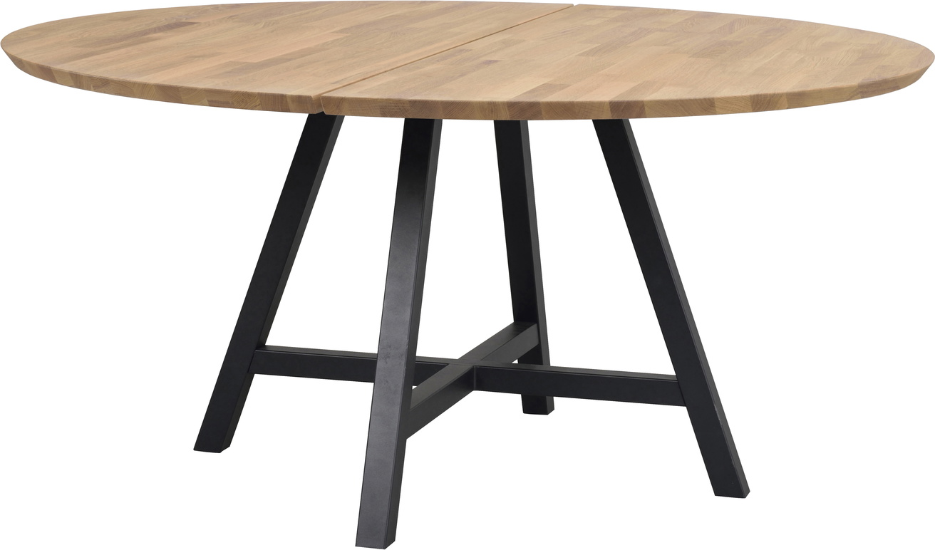 Rundt Spisebord Rowico Carradale ø150   Fsc 100  Certificeret Massivt Egetræ   Sort Pulverlakeret Metal