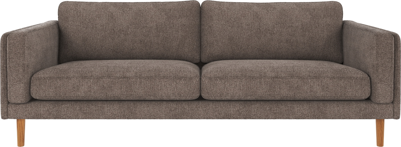 -personers Sofa Rowico Braden   Greg   Mørk Beige Polyester Med Lakerede Egetræsben Fsc-mix Træstel