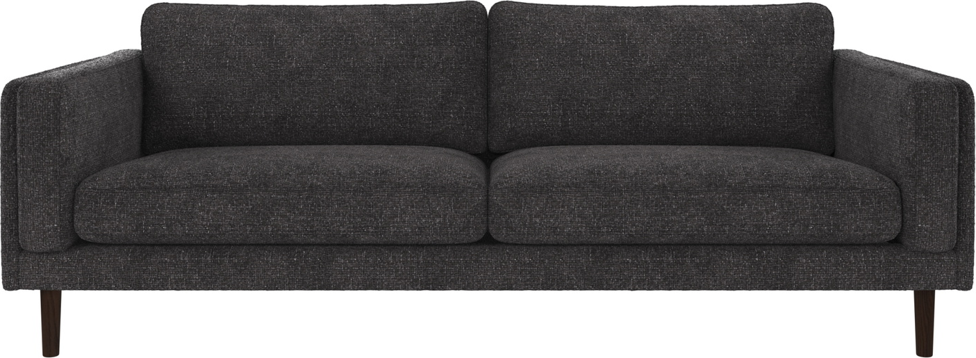 -personers Sofa Rowico Braden Mørkegrå Robin 66 Polyesterstof Fsc-certificeret Stel Lakerede Egetræsben 216x87x78