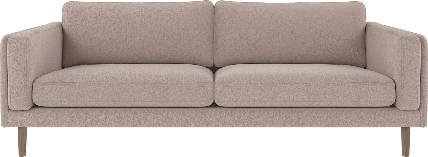 -personers Sofa Rowico Braden   Lysebeige Med Hvidvaskede Egetræsben 216x87x78