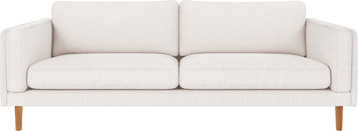 -personers Sofa Rowico Braden   Hvidt Alice-stof Med Lakerede Egetræsben B216xd87xh78