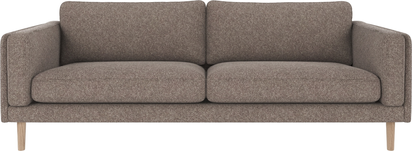 -personers Sofa Rowico Braden Mørk Beige Bobby Stof Med Hvidvaskede Egetræsben Skandinavisk Design