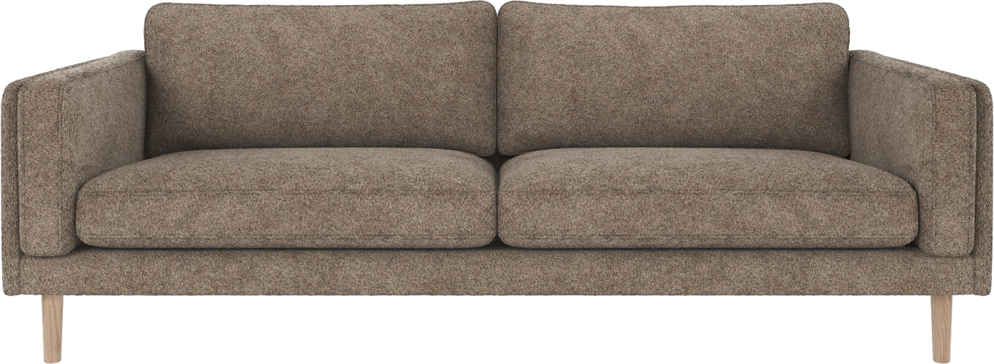 -personers Sofa Rowico Braden Mørk Beige Anna   Stof Hvidvaskede Egetræsfødder Skandinavisk Design