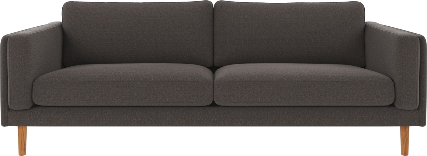 -personers Sofa Rowico Braden Rita 68 Mørkegrå Polyester Stof Med Lakeret Egetræsben 216   Bred Dybt Sæde Skandinavisk Design