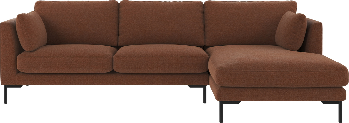 Rowico Corwin Chaiselongsofa Højrevendt Rita 96 Rød Med Sort Metalstel 270x160