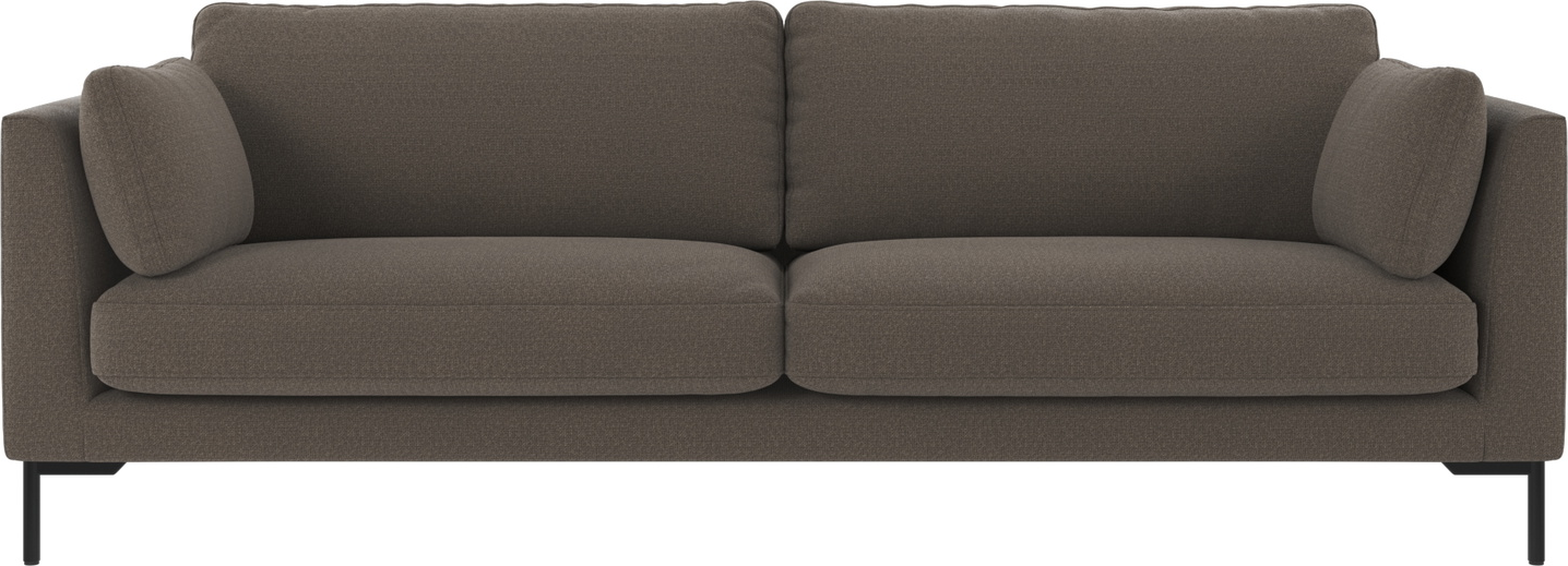 -personers Sofa Rowico Corwin   Mellemgrå Rita Stof Med Sortlakerede Metalben 238x98x83