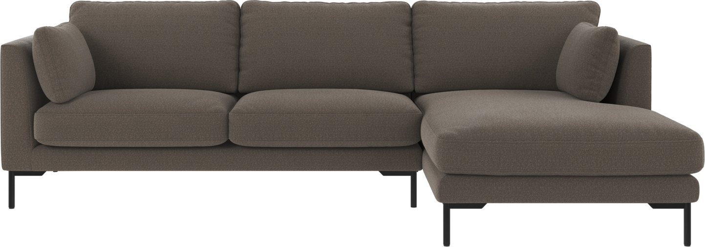 Chaiselongsofa Højrevendt Rowico Corwin Mellemgrå Sort Polyester H83ã B270ã D160