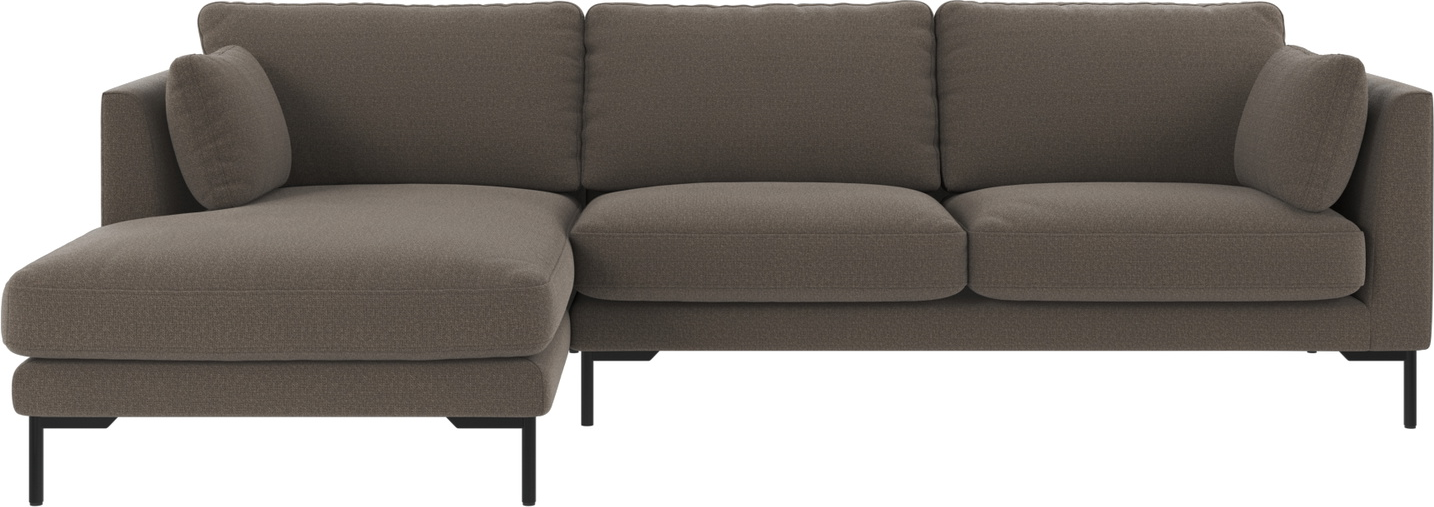 Chaiselongsofa Venstrevendt Rowico Corwin   Mellemgrå Rita 108 Stof Med Sortlakerede Metalben B270   D160
