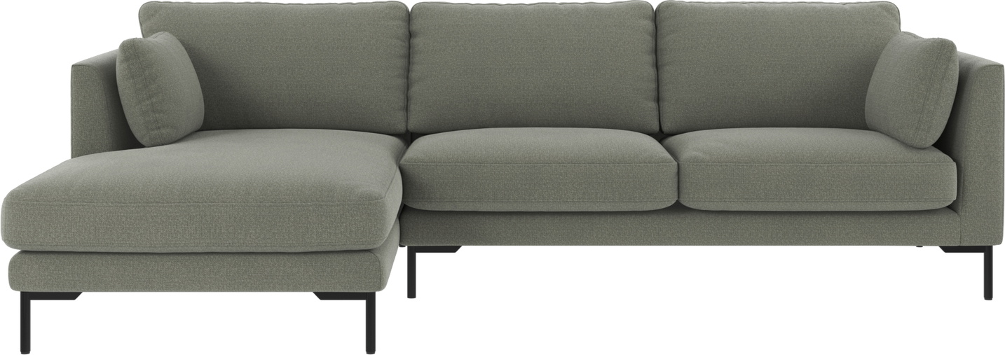 Chaiselongsofa Venstrevendt Rowico Corwin Rita 158 Grøn Polyester Med Sortlakeret Metalstel B270   D160