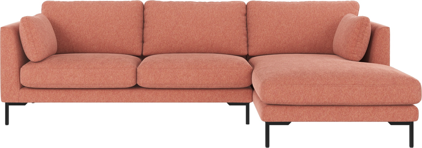 Chaiselongsofa Rowico Corwin Højrevendt Brenda Rød Sort Stof H83ã B270ã D160