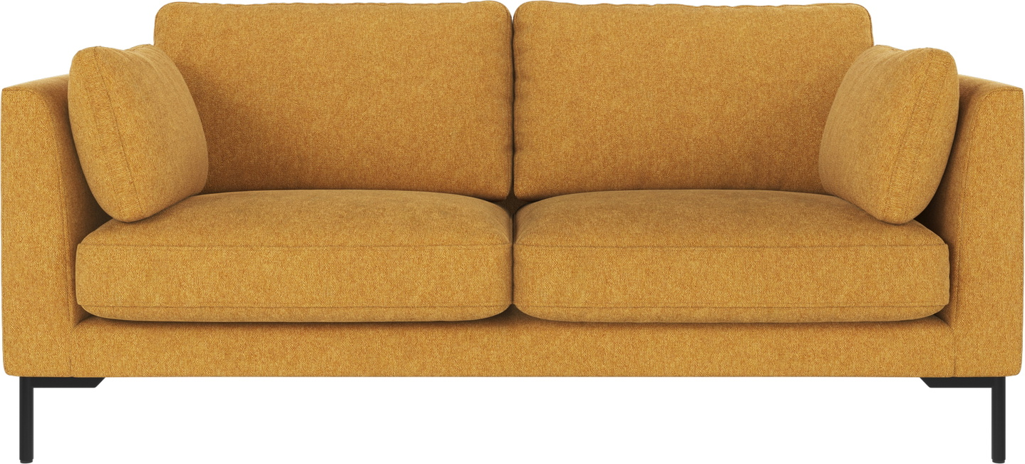-personers Sofa Rowico Corwin Gul Brenda 100  Polyester Med Sort Pulverlakeret Metalstel Fsc-mix Massivtræ H83xb190xd98